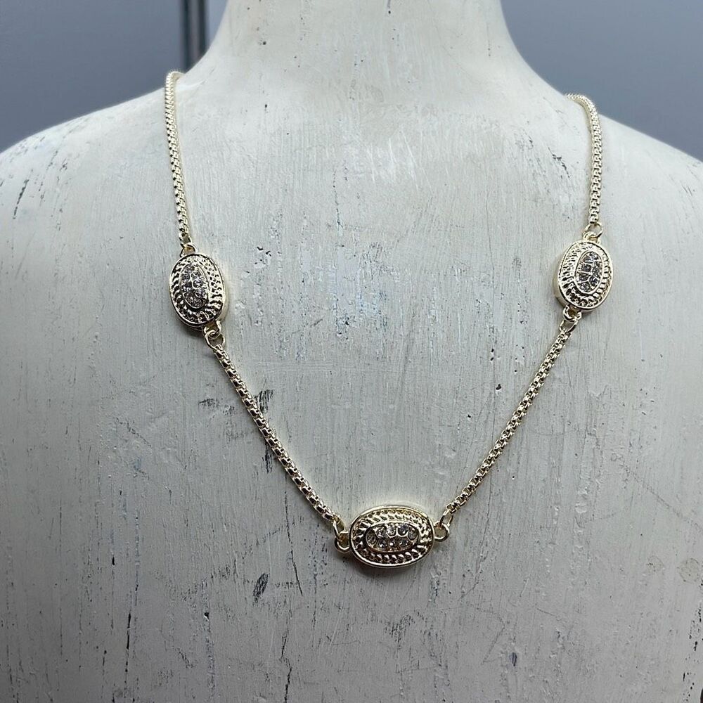 NWT MX Signature Gold Plated choker with CZ pendants